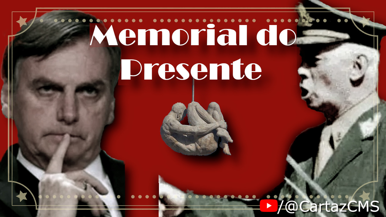 Memorial do Presente: imagens de Bolsonaro e general Newton Cruz com o monumento tortura nunca mais